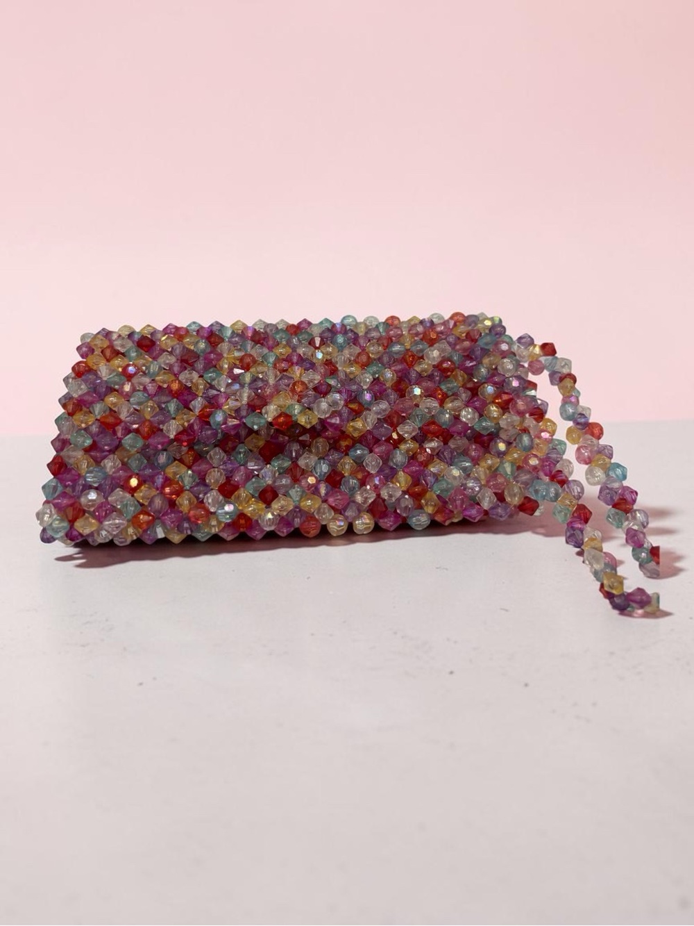 Multicolored Beaded Women's Clutch Bag
